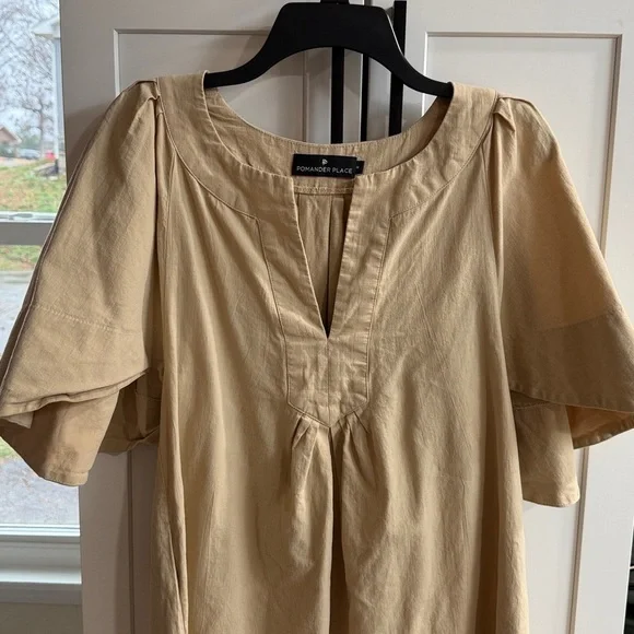 Tuckernuck Pomander Place Khaki Finley Flutter Sleeve Mini Dress Size Medium - Picture 6 of 10
